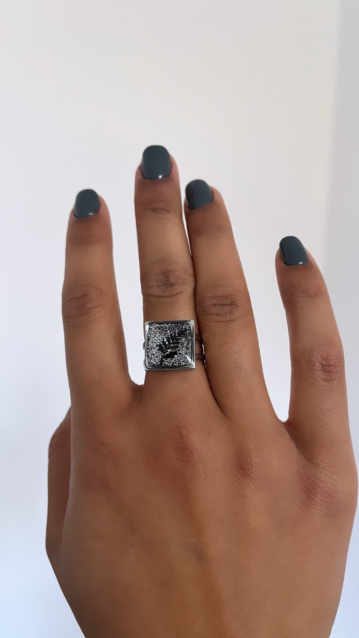 Bague pailletée argent