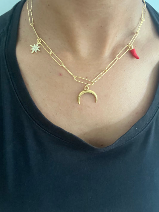 Collier breloques gold Piment