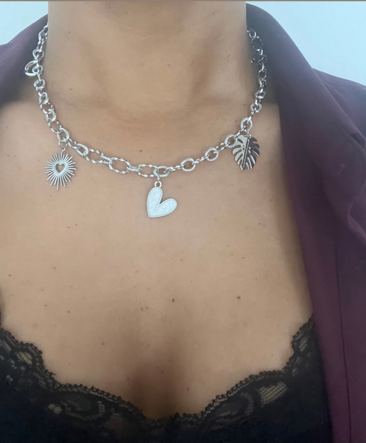 Collier coeur nacré