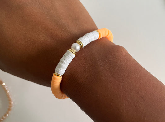 Bracelet orange fluo et blanc