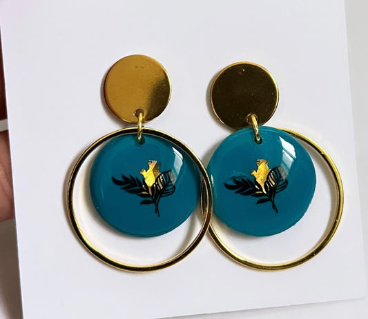 Boucles gold bleu canard