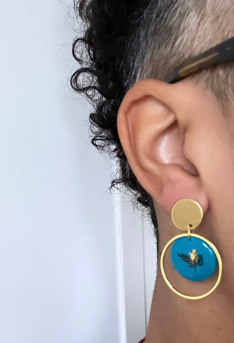 Boucles gold bleu canard