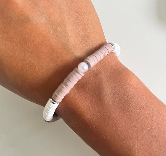 Bracelet rose poudré et blanc