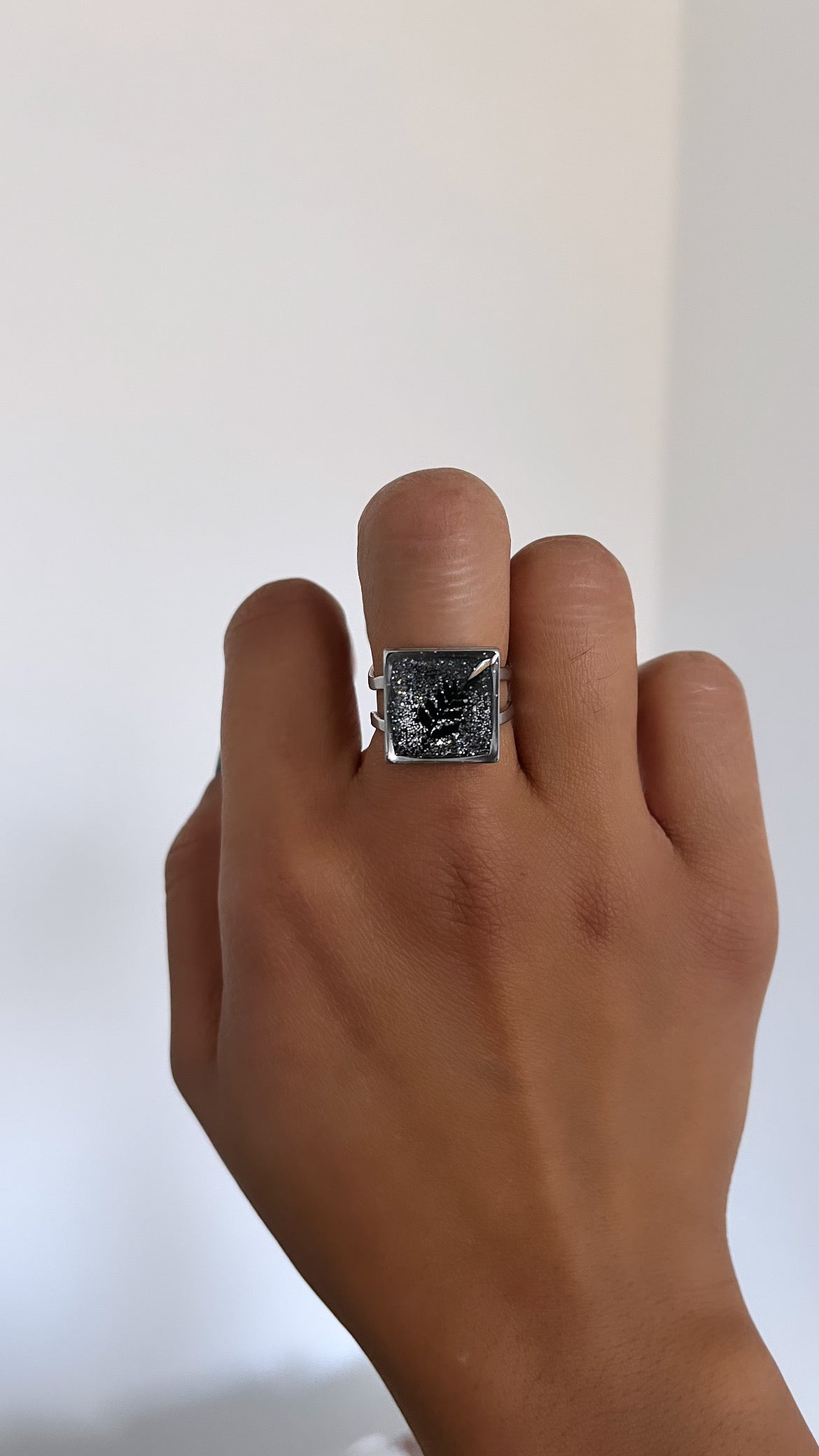 Bague pailletée argent