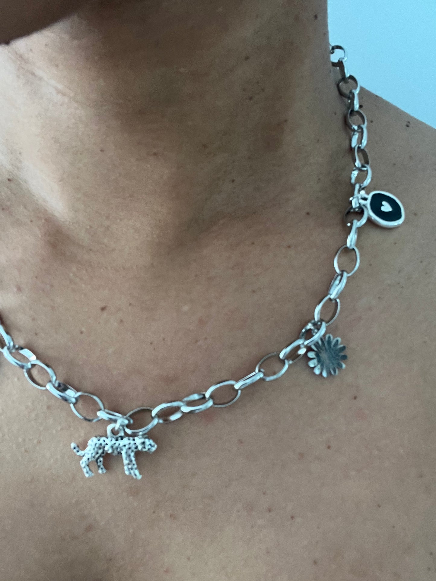 Collier silver Léopard