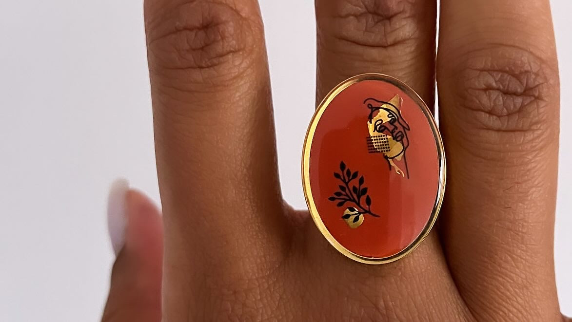 Bague ovale terracotta